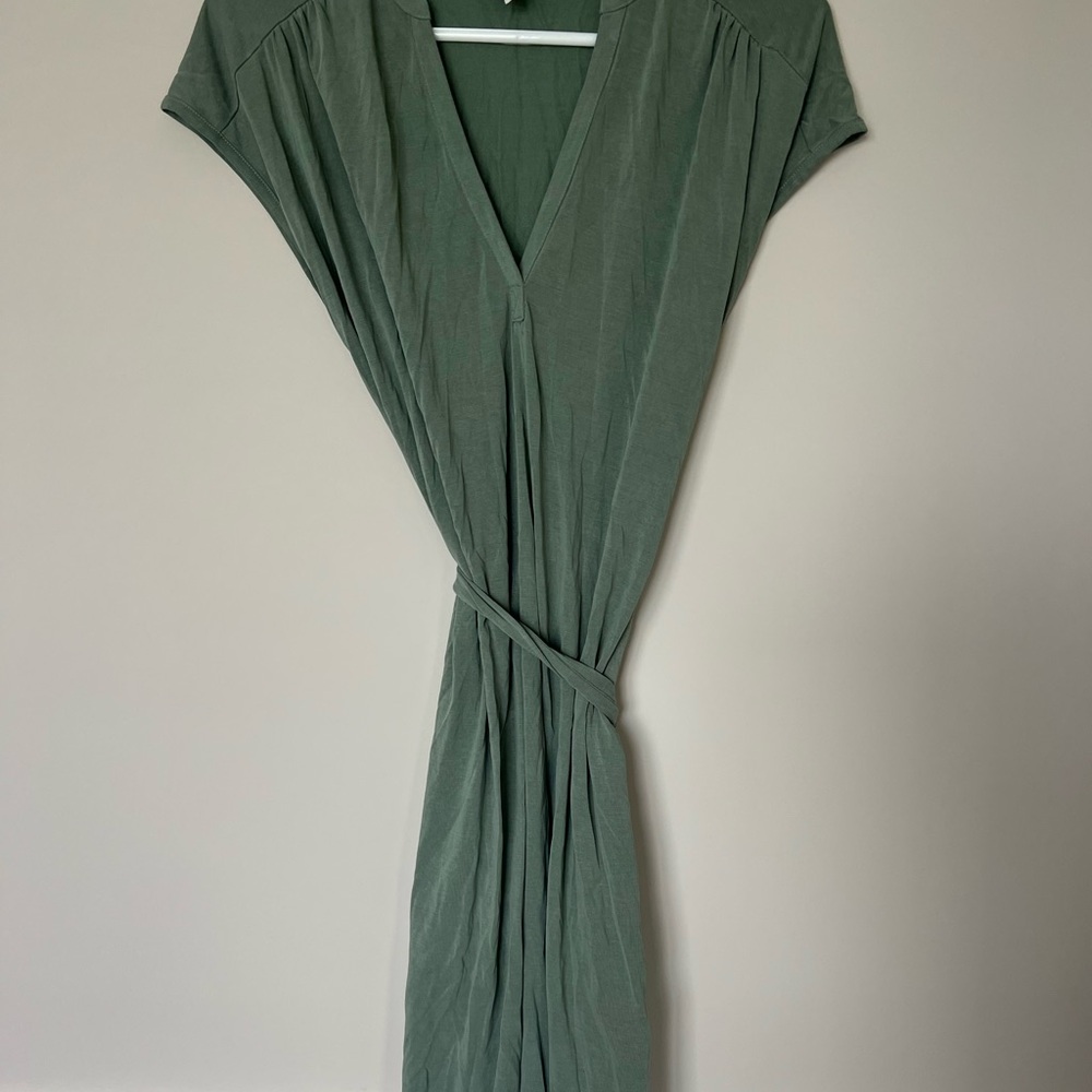 Casual Green Wrap Dress
